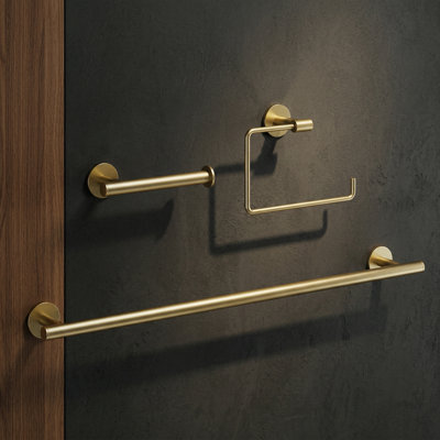 VIGO Elan 3-Piece Matte Brushed Gold Bathroom Hardware Set with 24-in Towel Bar, Toilet Paper Holder and Hand Towel Holder