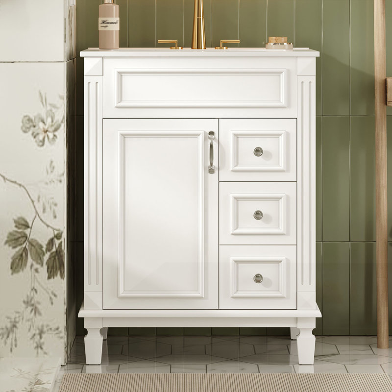 Meuble-lavabo 24 po avec lavabo en céramique, Blanc