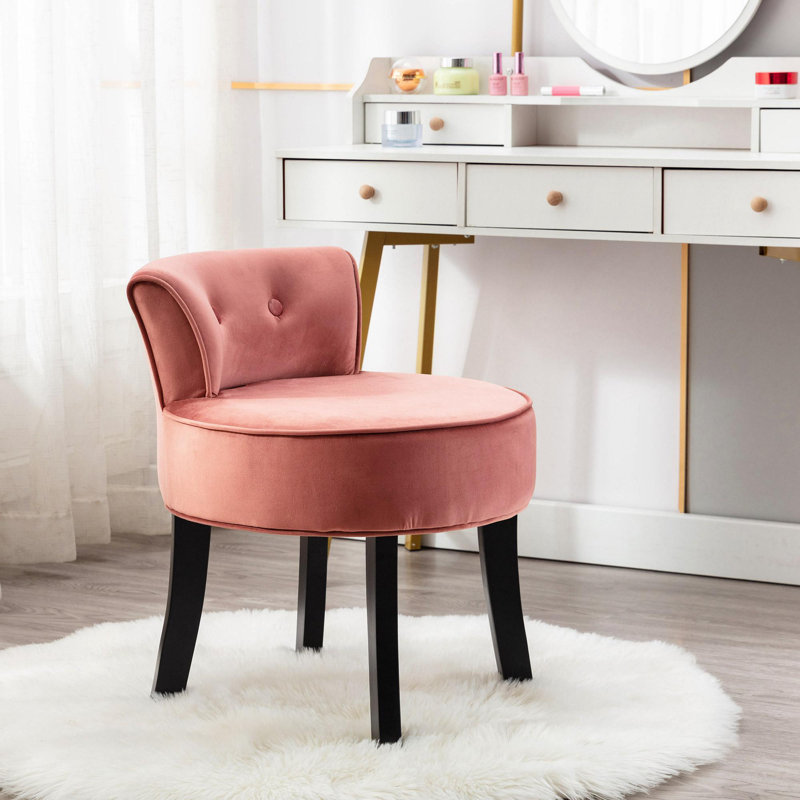 Sera Solid Wood Accent Stool, Pink