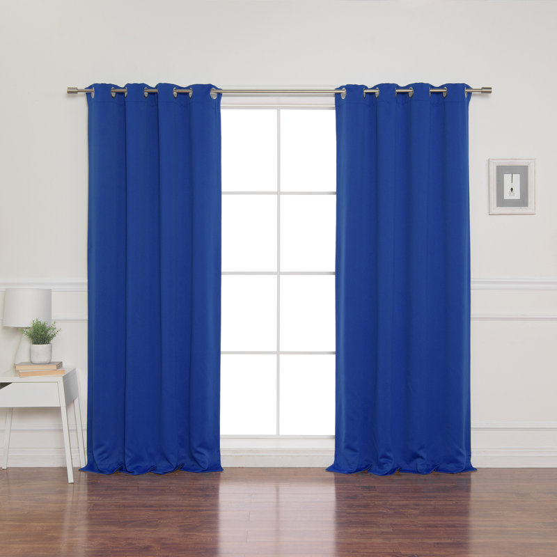 Schaeffer Solid Blackout Thermal Grommet Curtain Panels, Royal Blue, 52" W x 108" L