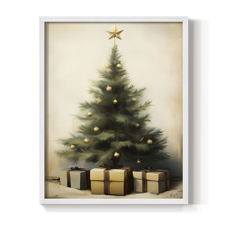 Art des Fêtes de Noël - série 2-CXV, reproduction encadrée - bois massif, H 11 po x l 9 po, Blanc