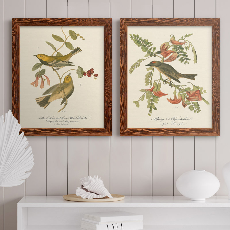 Parure en bois vert à gorge noire - ensemble de 2 reproductions d'art sur toiles, H 20 po x l 17 po x P 1 po