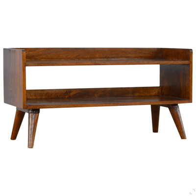 Solid Wood Nordic Storage Bench, Open Storage,