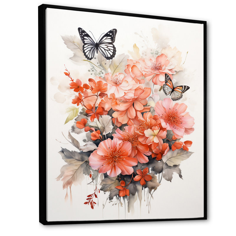Art mural sur toile Corail, H 40 po x l 30 po x P 1,5 po, Cadre flottant noir