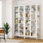 Armoire de salle à manger à 5 côtés en verre à 5 niveaux avec lumières, présentoir en métal-1019015347