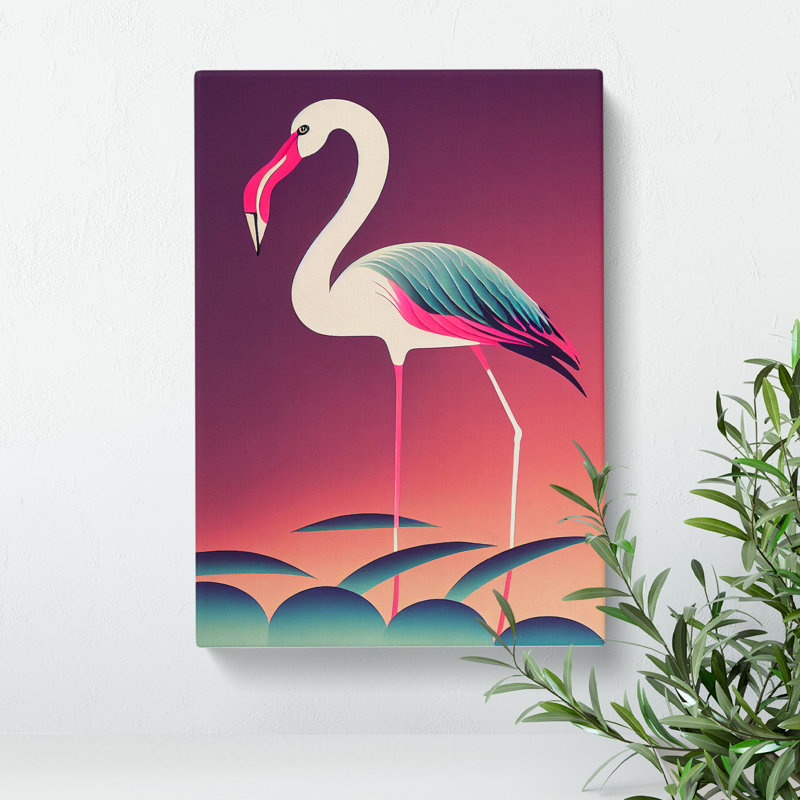 Art Deco Flamingo - Wrapped Canvas, 76cm H x 50cm W x 3cm D