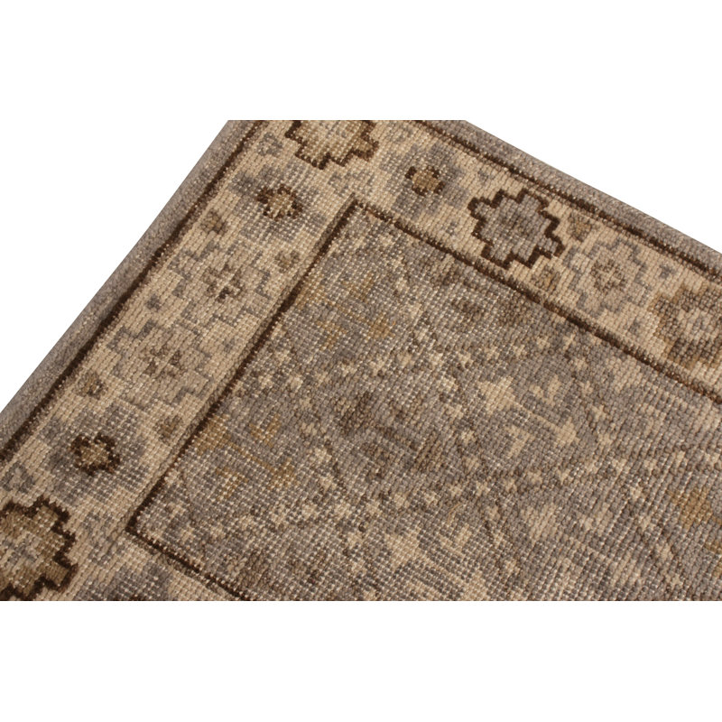 Distressed Homage Wool Geometric Area Rug, Beige/Brown, Rectangle 8' x 10'