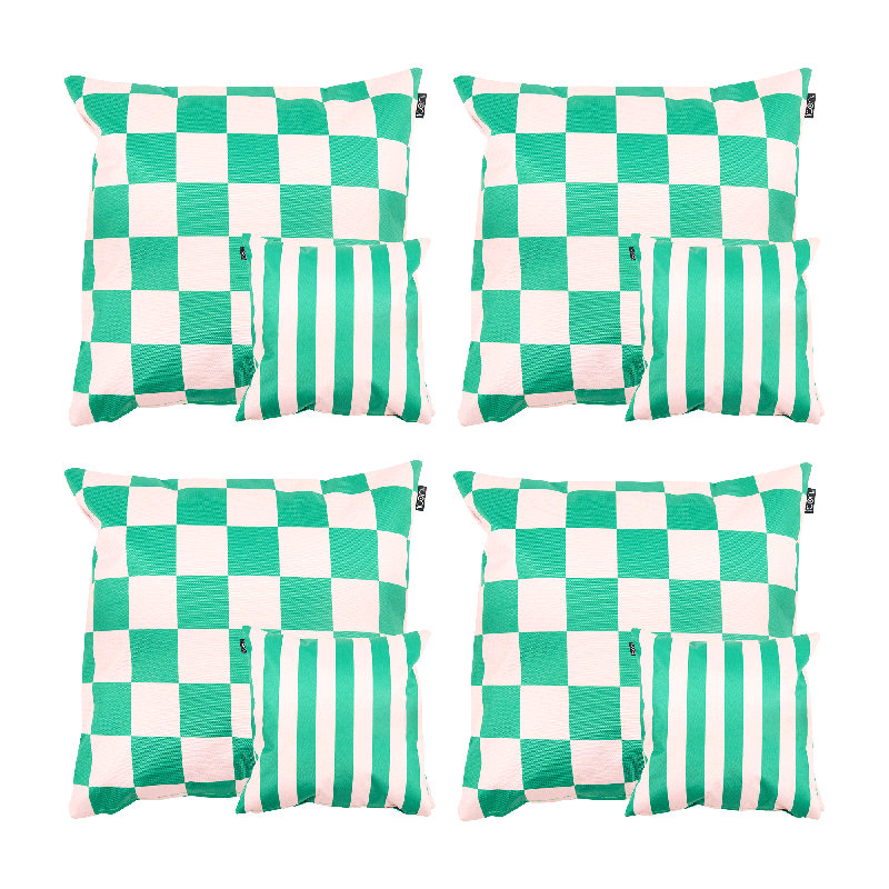 Checkerboard & Stripe Indoor-Outdoor Cushions, Green Striped