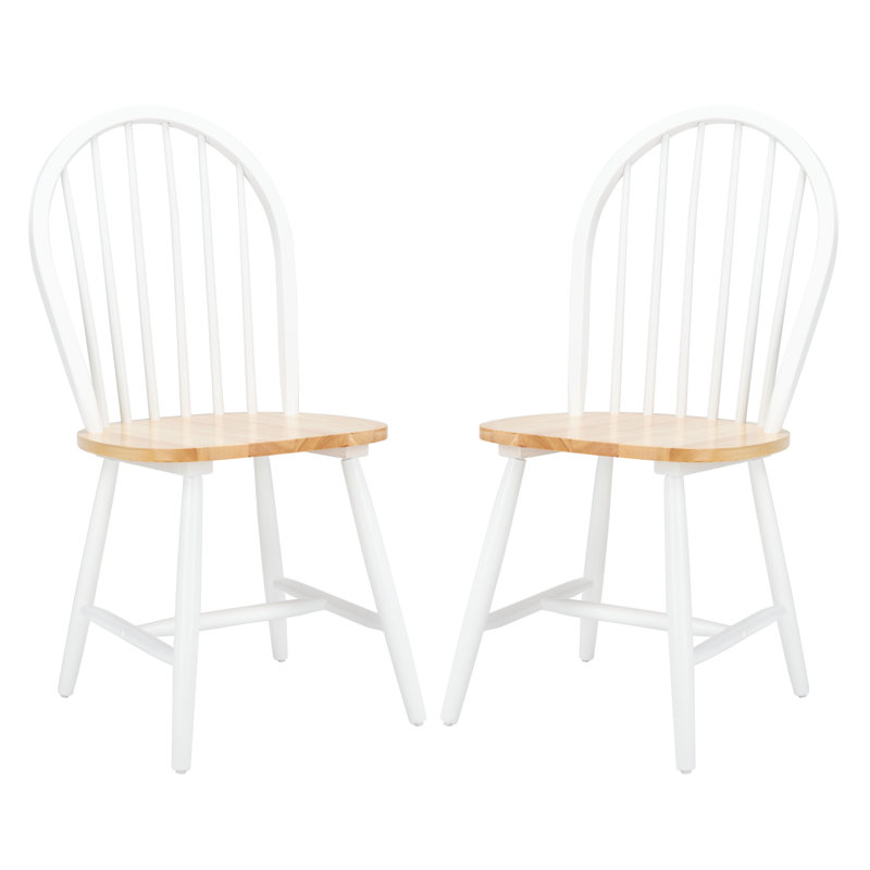 Bella Solid Wood Side Chair, White/Natural