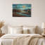 Tableau sur toile « Marais au clair de lune turquoise avec quenouilles et eau à motifs »-920439799