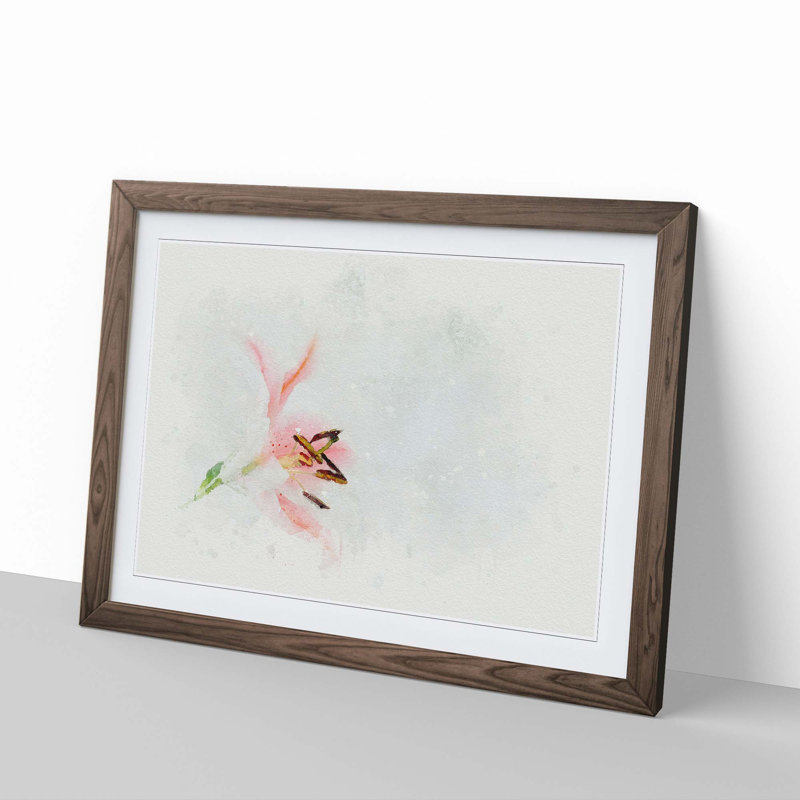 Portrait of a Pink Lily in Abstract - Picture Frame Graphic Art Print, 40cm H x 60cm W x 2cm D, Walnut