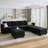 Tremee U Shaped Velvet Modular Sectional Couch for Living Room-86755851