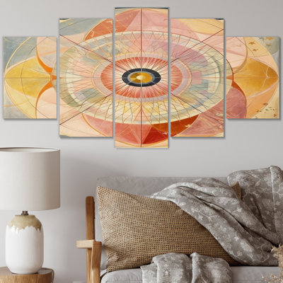 Serendipity In Retro Pink Pastel II - Abstract Spirals Canvas Print - 5 Panels