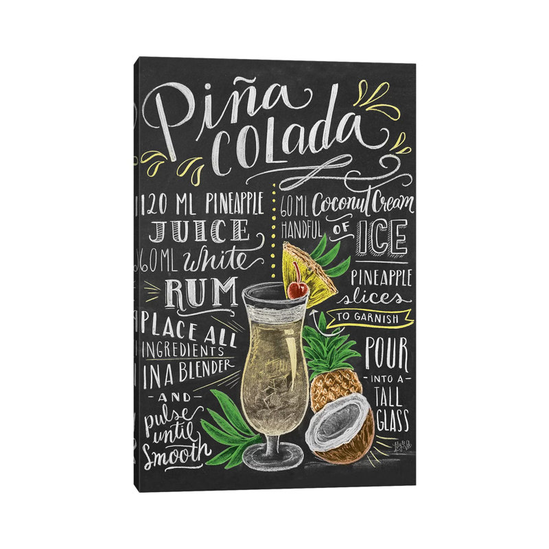 Pina Colada Recipe - Print on Canvas, Wrapped Canvas, 45.72cm H x 30.48cm W x 1.91cm D