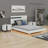 Modern High Gloss 3-Piece Bedroom Set Floating Bed Frame Platform Bed With LED Light & 2 Nightstands