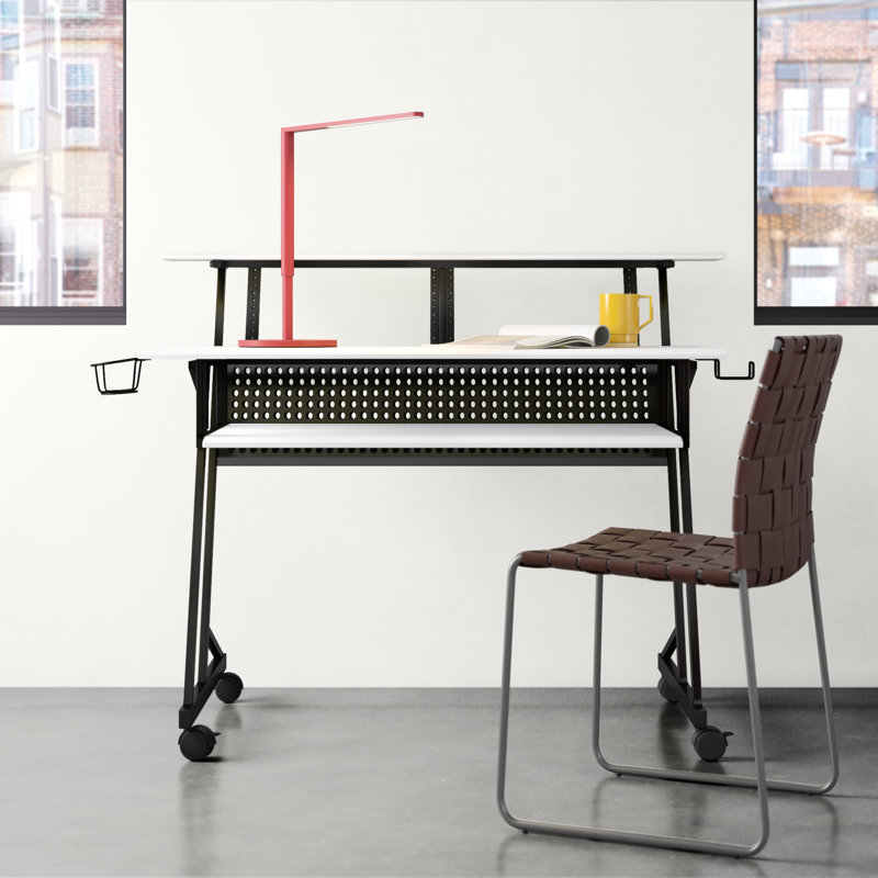 Music Studio Producer Recording Piano Stand Desk, Unique & Smart Design Workstation Table, White