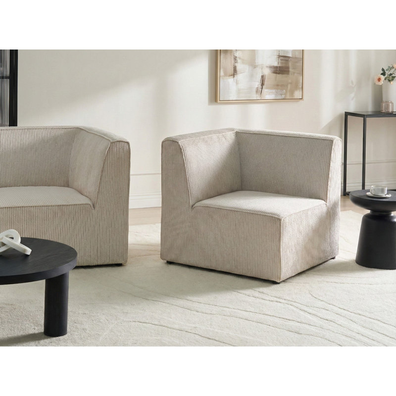 Bertwin 1 Seater Corduroy Seating Component, Left Hand Facing, Beige