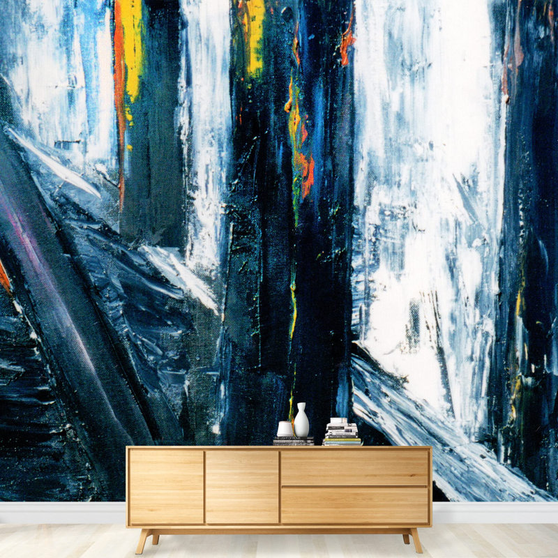 Very Large Scale Original Abstract Painting on Canvas Self-Adhesive Large Wallpaper, 100" L x 144" W