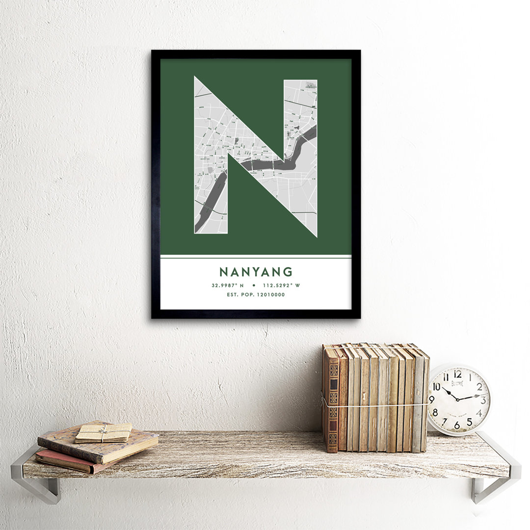 Nanyang City Map Nanyang China City Map - Single Picture Frame Typography
