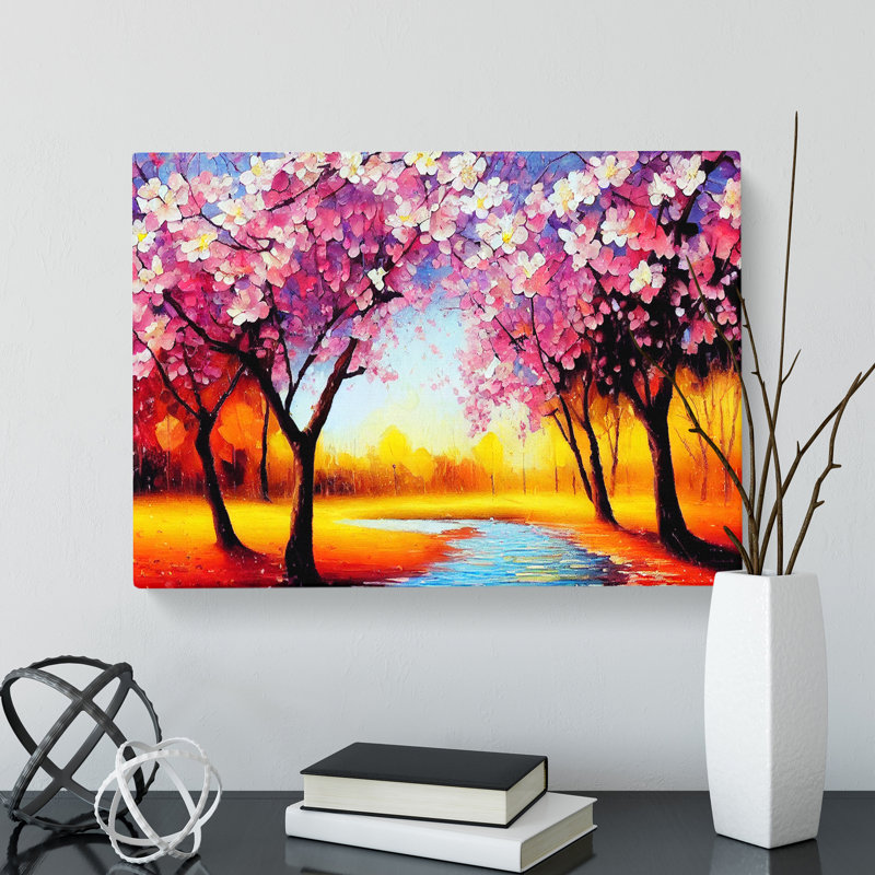 Cherry Blossom Tree Park - Wrapped Canvas, 35cm H x 50cm W x 3cm D