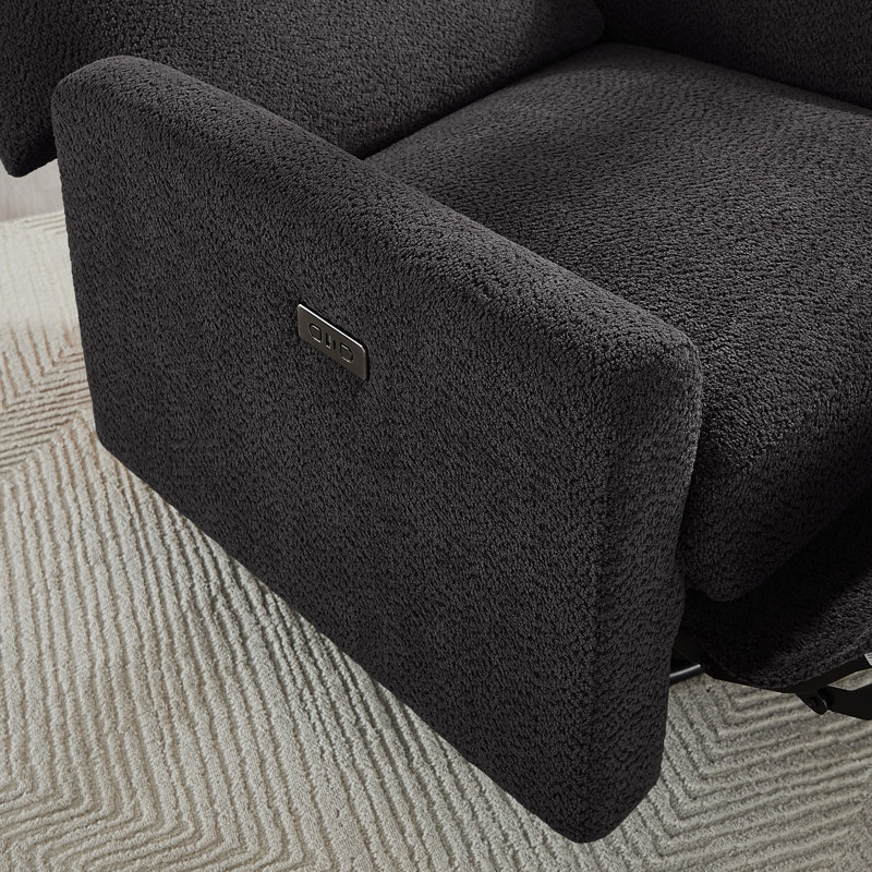 31.5 Inch Boucle Swivel Glider Power Recliner, Dark Gray 
