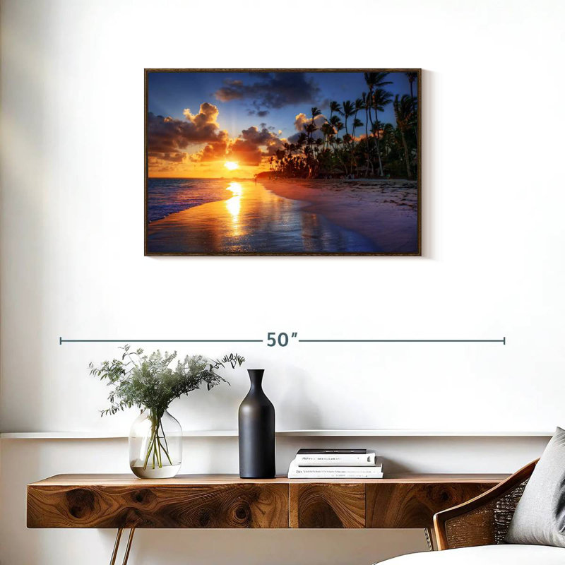Morning At Cancun Tommen, 31" X 21", Floating Frame Walnut