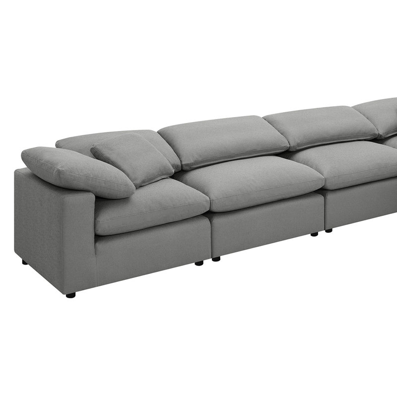 Canapé modulaire rembourré 6 pièces Boucle, Tissu gris