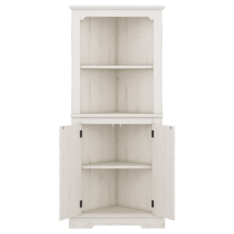 Grande armoire d'angle avec portes pour le salon, la salle de bain, la salle à manger ou la cuisine, Beige