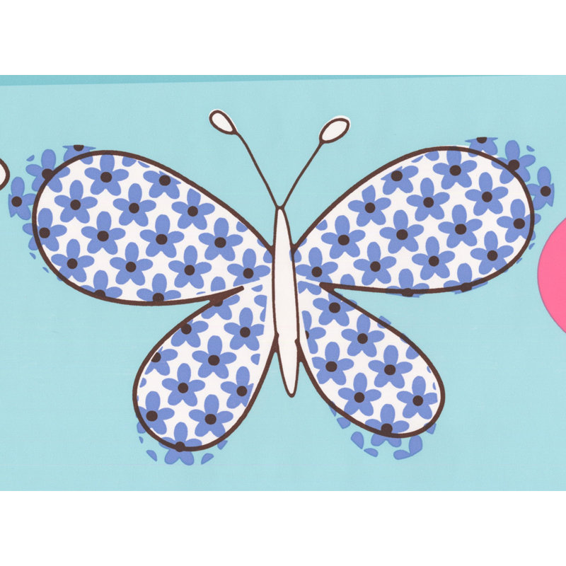 Papillons avec bordure murale, Bleu / Rouge / Bleu sarcelle