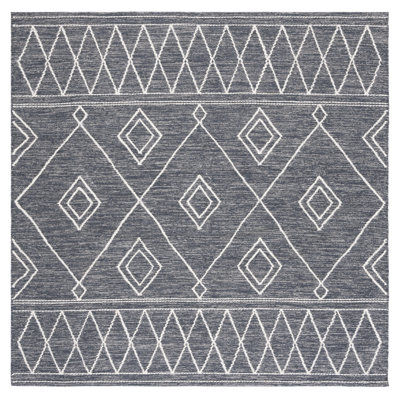 Holtby Southwestern Hand-Woven Flatweave Charcoal/Ivory Area Rug