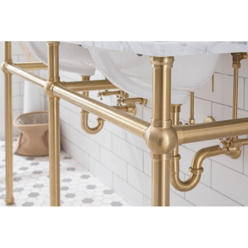Greyleigh Copeland 60" Stone Oval Bathroom Sink with Overflow, Satin Brass, Satin Brass