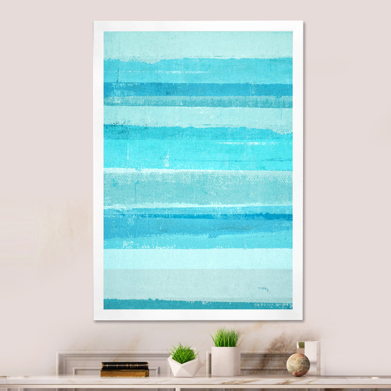 Colorfields dans des tons de turquoise et de bleu - Art mural moderne et contemporain sur toile, H 32 po x l 16 po x P 1 po