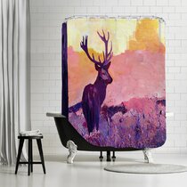 Deer on Sunset Lake Shower Curtain - Laural Home