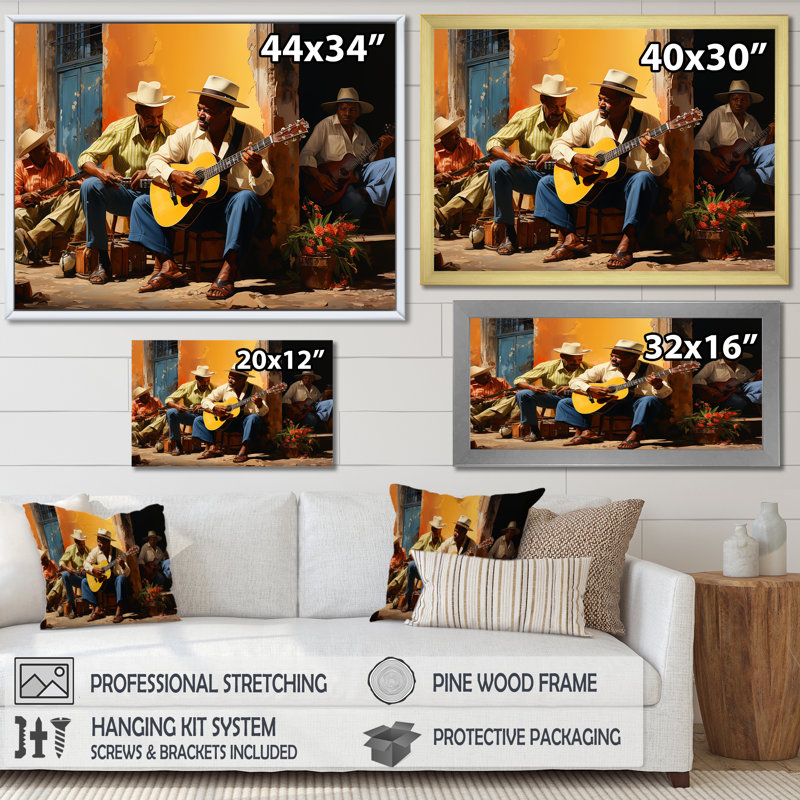 Cuba Tropical Rhythms sur impression sur toile, H 24 po x l 32 po x P 1 po, Cadre simple noir