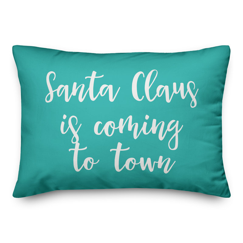  Coussin lombaire Santa Claus is Coming to Town, Bleu sarcelle