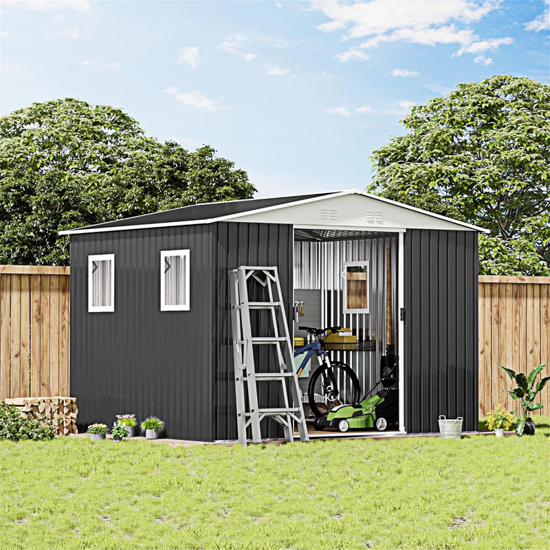 Abri de jardin extérieur avec 4 fenêtres, Gris