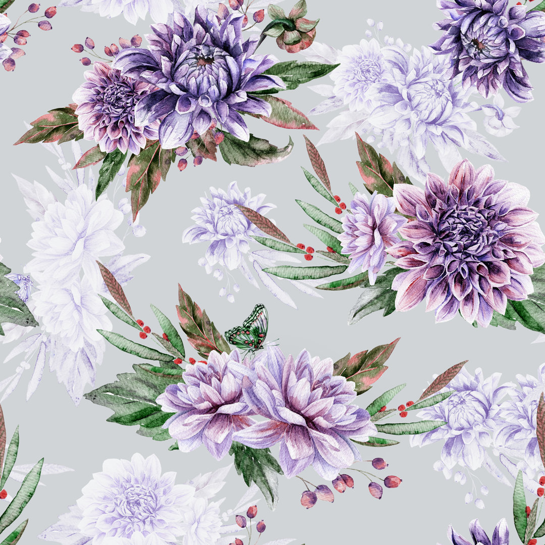 Lilac Dahlia von Innakote - Grafik auf Leinwand - Wrapped Canvas