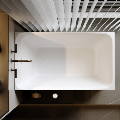 51" x 22.8" Solid Surface Soaking Tub, Stone Resin Freestanding Bathtub with Overflow, Pop-up Drain
