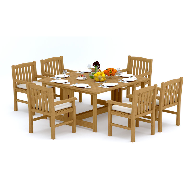 Devon 6 - Person Teak Wood Patio Dining Set with Square Table