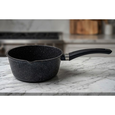 Non-Stick Cast Aluminum Sauce Pan With Glass Lid & Pour Spout