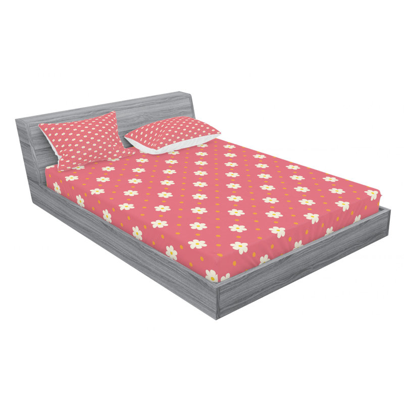 Microfiber Floral Sheet Set, Full/Double Sheet Set with Fitted Sheet