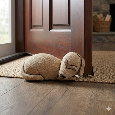 Handmade Burlap Dog Door Stop