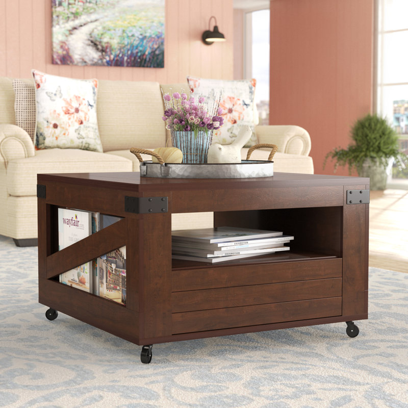Wheel Coffee Table with Storage