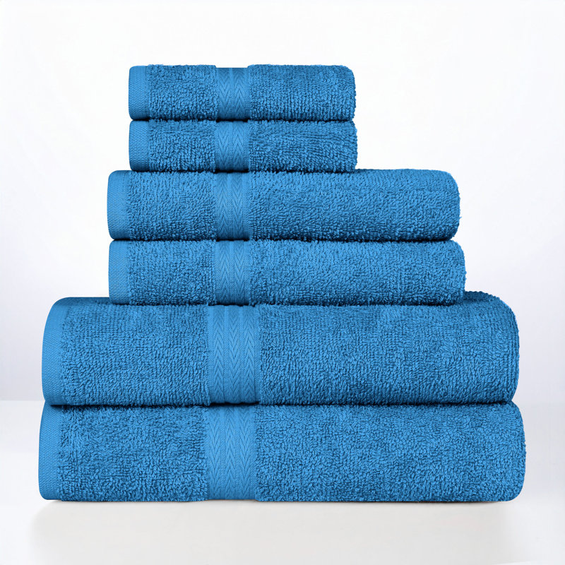 Ensemble de serviettes 6 pièces 100% coton 100% coton, Bleu