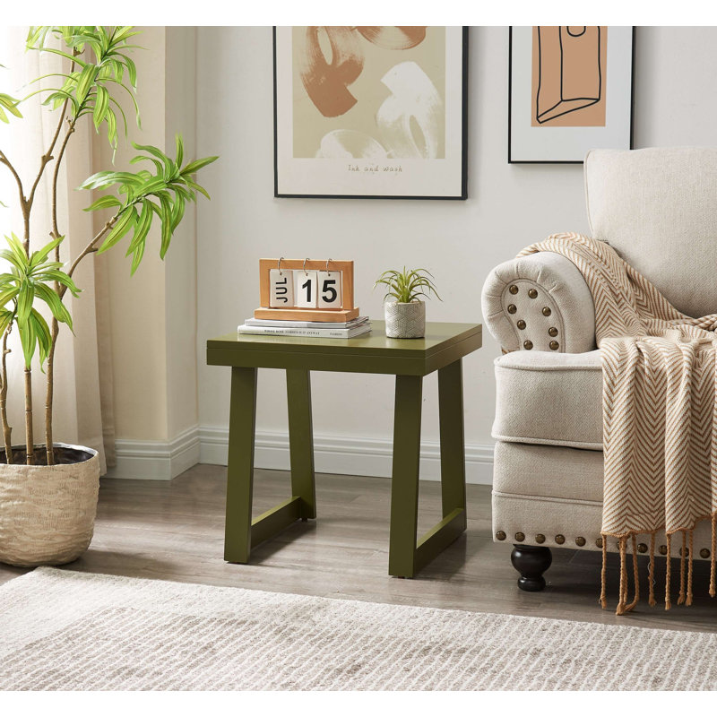Charlie Square Side End Table, Couch Bedside Nightstand Sofa Table for Living Room/Bedroom/Office, Avocado