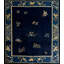 Antique Navy Blue Allover Floral Chinese Square Room Size Peking Rug