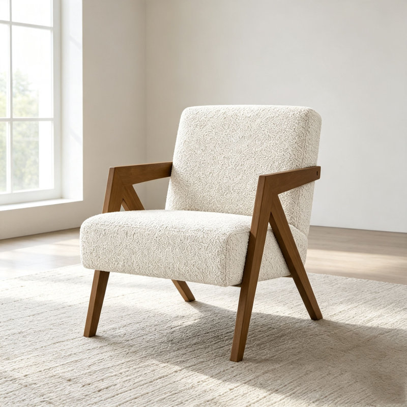 Fauteuil d'appoint moderne H 30 po, Crème
