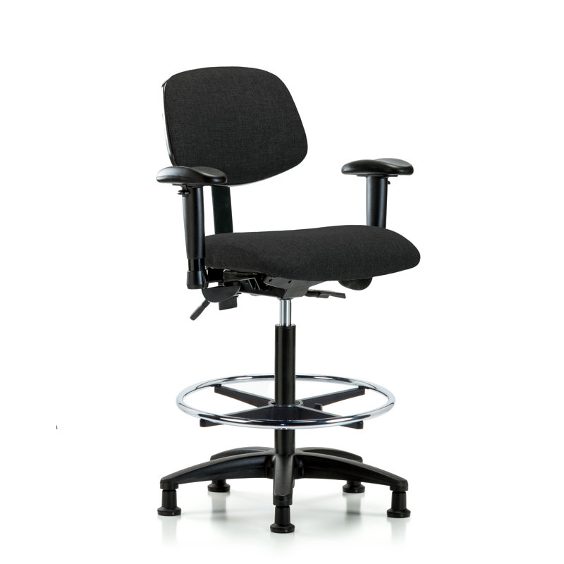 Estelle Drafting Chair, Black, Glides, Included