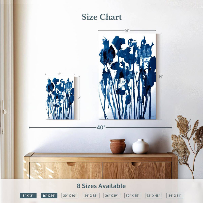 Avery Navy Flowers, 12" H x 8" W