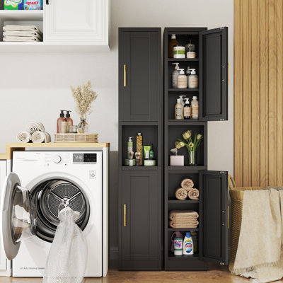 Grande armoire de rangement en métal 67 po avec 2 portes et 4 tablettes réglables pour la cuisine, la salle à manger et le salon